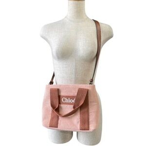 Chloe Pink Corduroy Shoulder Bag